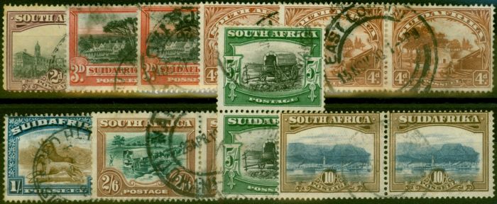 Old Postage Stamp South Africa 1927-30 Extended Set of 9 SG34-39 Good Used
