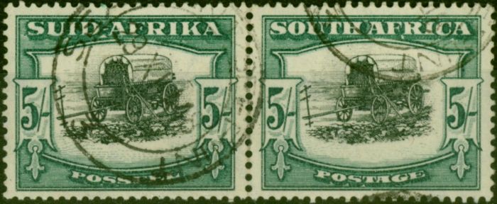 Old Postage Stamp South Africa 1933 5s Black & Green SG64 V.F.U