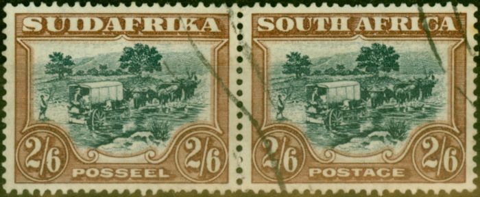 Old Postage Stamp from South Africa 1944 2s6d Blue & Brown SG49b Fine Used