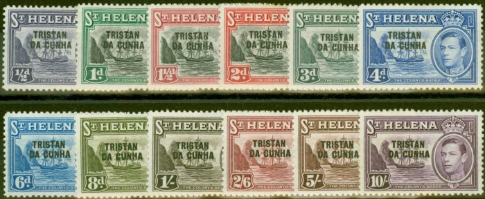 Rare Postage Stamp from Tristan Da Cunha 1952 set of 12 SG1-12 Good Mtd Mint