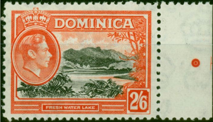 Rare Postage Stamp Dominica 1938 2s6d Black & Vermilion SG107 V.F MNH