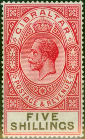 Collectible Postage Stamp Gibraltar 1925 5s Carmine & Black SG105 Fine LMM (2)