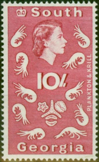 Valuable Postage Stamp South Georgia 1963 10s Magenta SG14 Fine MNH