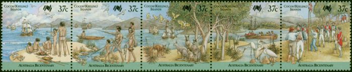 Collectible Postage Stamp Cocos (Keeling) Islands 1988 Aussie Bicent Set of 5 SG175-179 V.F MNH