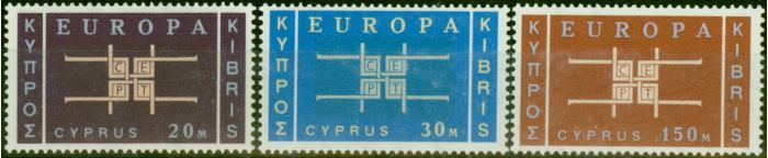 Rare Postage Stamp Cyprus 1963 Europa Set of 3 SG234-236 Fine VLMM