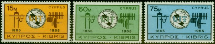 Rare Postage Stamp from Cyprus 1965 I.T.U Set of 3 SG262-264 Fine Very Lightly Mtd Mint