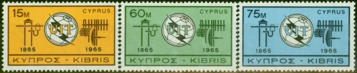 Rare Postage Stamp Cyprus 1965 I.T.U Set of 3 SG262-264 V.F VLMM