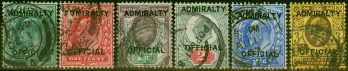 Old Postage Stamp GB 1903 Admiralty Set of 6 SG0101-0106 Good Used