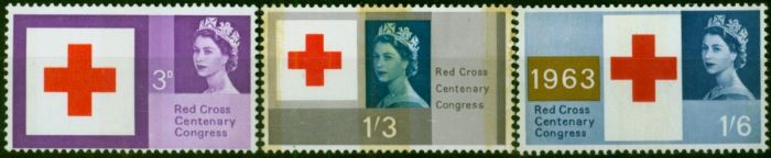 GB 1963 Red-Cross Phosphor Set of 3 SG642p-644p Fine LMM & MNH . Queen Elizabeth II (1952-2022) Mint Stamps