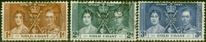 Valuable Postage Stamp from Gold Coast 1937 Coronation Set of 3 SG117-119 Fine Used