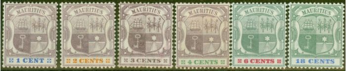 Collectible Postage Stamp from Mauritius 1895-99 set of 6 SG127-132 Fine Lightly Mtd Mint