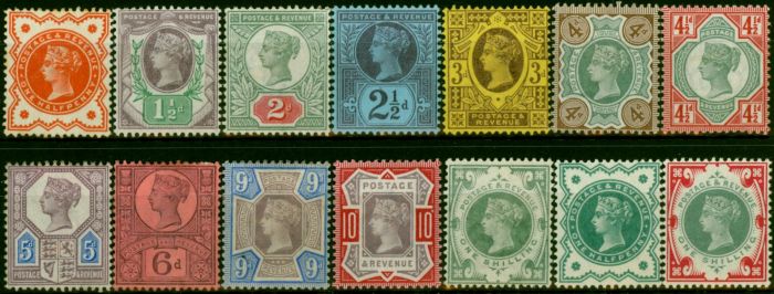 Collectible Postage Stamp GB 1887-1900 Jubilee Set of 14 SG197-214 Fine & Fresh MM