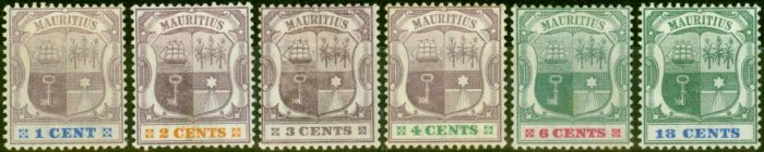 Old Postage Stamp from Mauritius 1895-99 Set of 6 SG127-132 Fine Mint Hinged