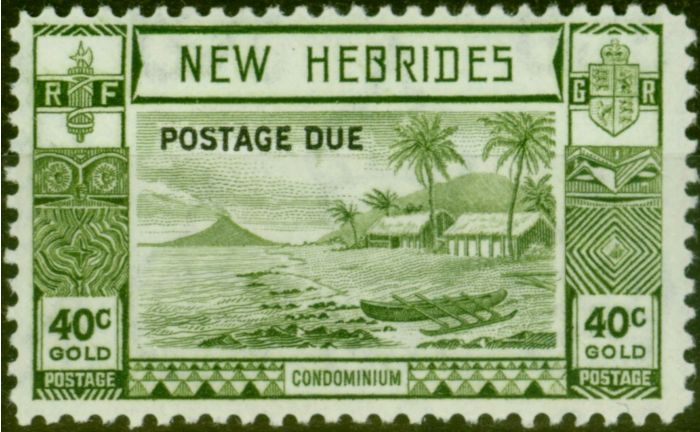 Collectible Postage Stamp New Hebrides 1938 40c Grey-Olive SGD9 Fine MNH