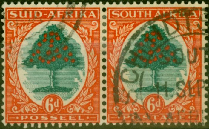Rare Postage Stamp from South Africa 1937 6d Green & Vermilion SG61 (1) Fine Used