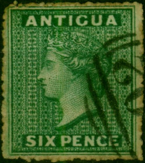 Antigua 1863 6d Dark Green SG9 Fine Used (2)