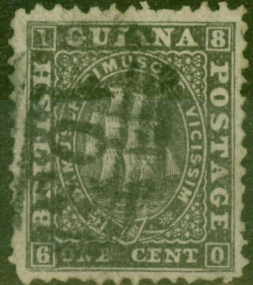 Old Postage Stamp from British Guiana 1864 1c Black SG51 Fine Used