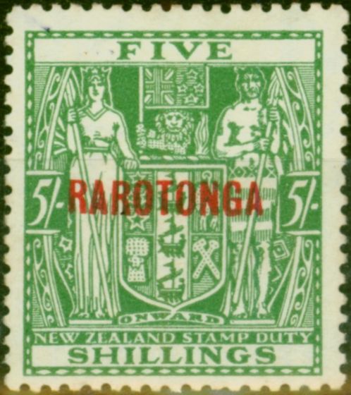 Old Postage Stamp from Cook Islands 1931 5s Green SG96 Fine Lightly Mtd Mint