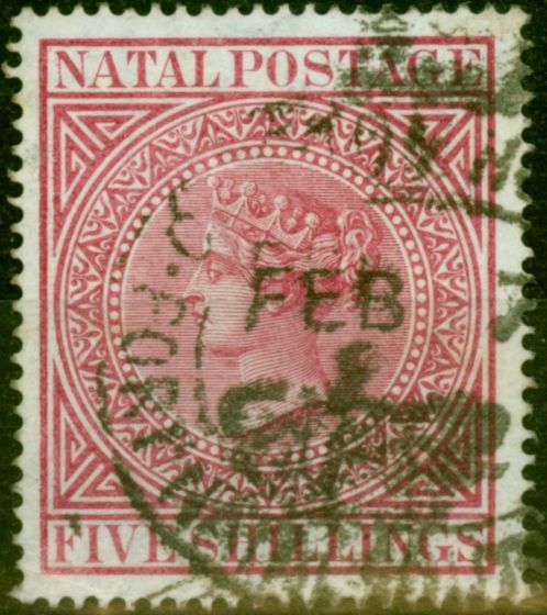 Rare Postage Stamp from Natal 1899 5s Carmine SG73 Good Used