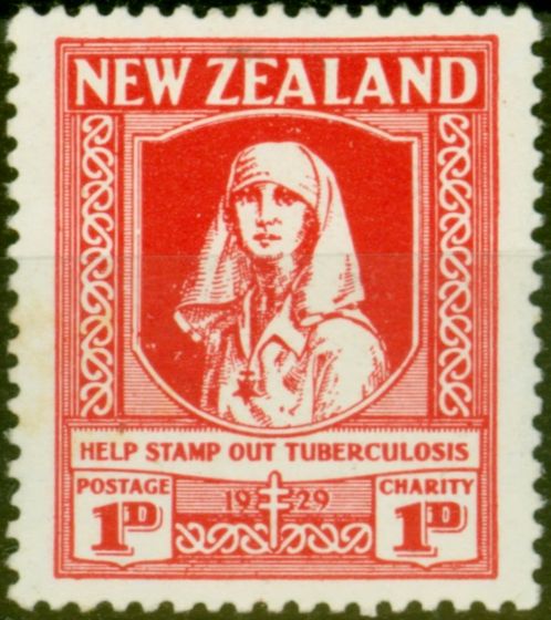 Collectible Postage Stamp New Zealand 1929 1d & 1d Scarlet SG544 Fine MM
