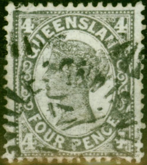 Collectible Postage Stamp Queensland 1909 4d Grey-Black SG294a Die II Fine Used