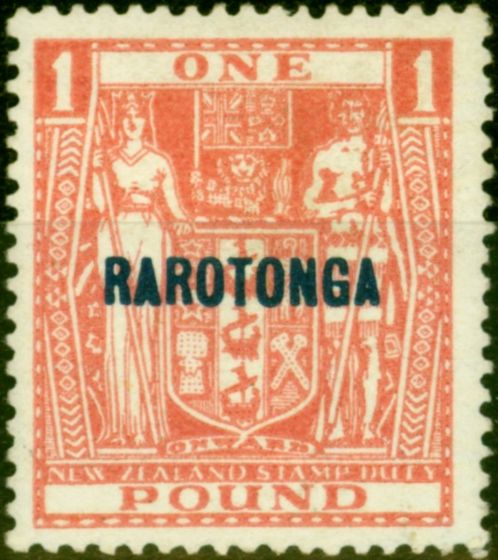Old Postage Stamp from Rarotonga 1931 £1 Pink SG98 Very Fine Lightly Mtd Mint