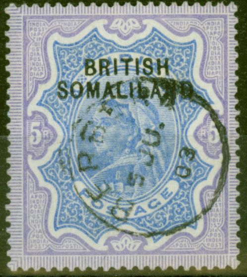 Valuable Postage Stamp from Somaliland 1903 5R Ultramarine & Violet SG13 Superb Used
