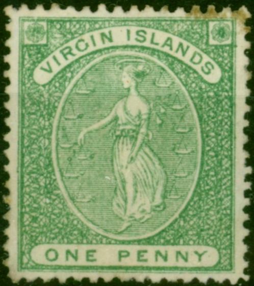 Virgin Islands 1868 1d Yellow-Green SG8 Good MM . Queen Victoria (1840-1901) Mint Stamps