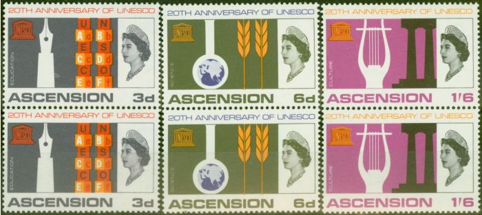 Old Postage Stamp from Ascension 1967 Unesco set of 3 SG107-109 in V.F MNH Pairs