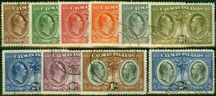 Old Postage Stamp Cayman Islands 1932 Set of 10 to 2s SG84-93 V.F.U