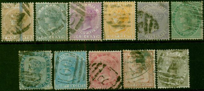 Ceylon 1872-80 Set of 11 SG121-132 Average Used. Queen Victoria (1840-1901) Used Stamps