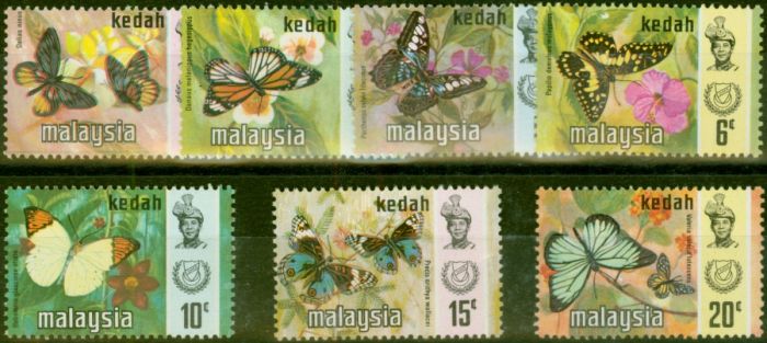 Kedah 1971 Butterflies Set of 7 SG124-130 V.F MNH  Queen Elizabeth II (1952-2022) Old Stamps