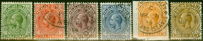 Collectible Postage Stamp from Falkland Islands 1912 Set of 6 to 1s SG60-65 Superb Used