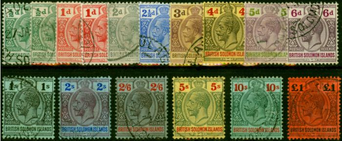 British Solomon Islands 1914-23 Extended Set of 16 SG22-38 V.F.U King George V (1910-1936) Collectible Stamps