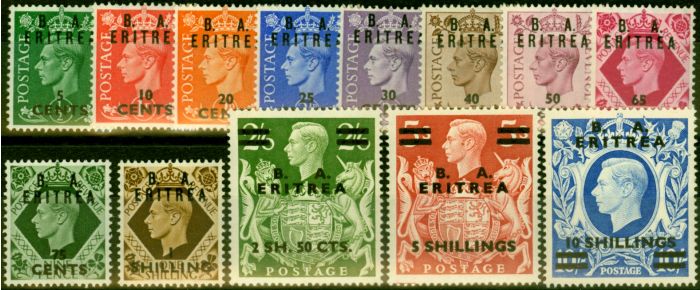 Rare Postage Stamp from Eritrea 1950 Set of 13 SGE13-E25 Fine MNH