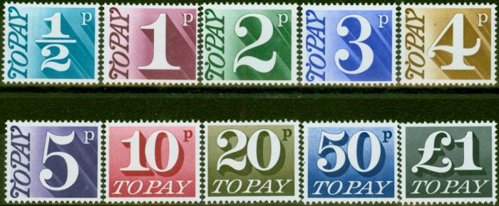 Collectible Postage Stamp GB 1970-75 Postage Due Set of 13 SGD77-D89 V.F VLMM