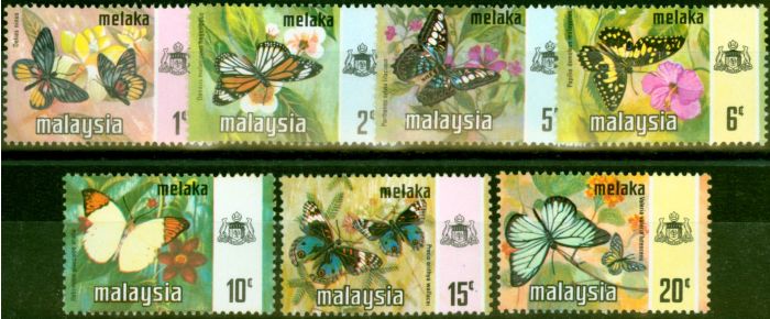 Old Postage Stamp from Malacca 1971 Butterflies Set of 7 SG70-76 Very Fine MNH