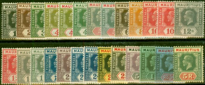Valuable Postage Stamp Mauritius 1921-34 Extended Set of 26 to 5R SG223-240 All Dies Fine & Fresh MM CV £290+