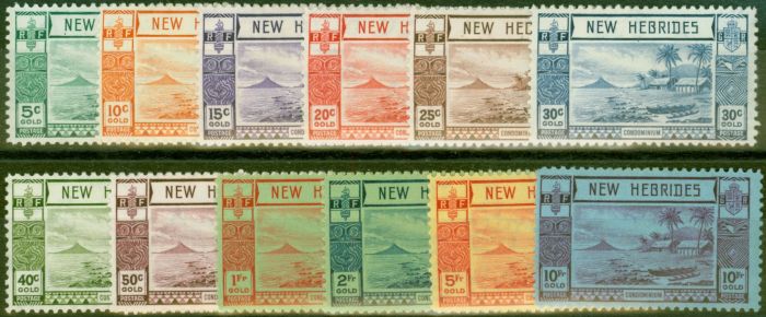 Old Postage Stamp from New Hebrides 1938 set of 12 SG52-63 V.F Very Lightly Mtd Mint