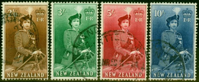 Old Postage Stamp from New Zealand 1954-57 Set of 4 High Values SG733d-736 Fine Used (6)