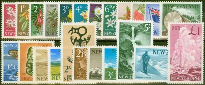 Rare Postage Stamp from New Zealand 1960-66 set of 23 SG781-802 V.F MNH