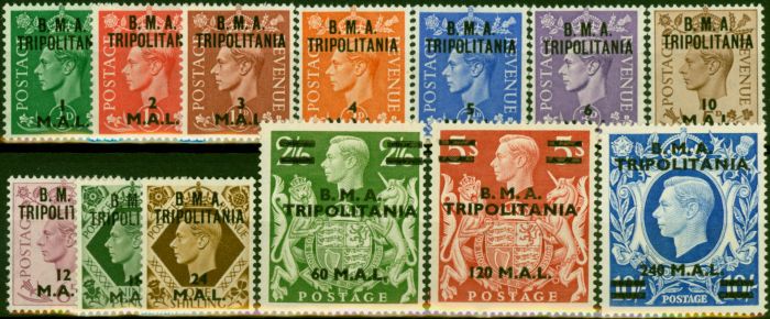 Valuable Postage Stamp Tripolitania 1948 Set of 13 SGT1-T13 Fine & Fresh MM