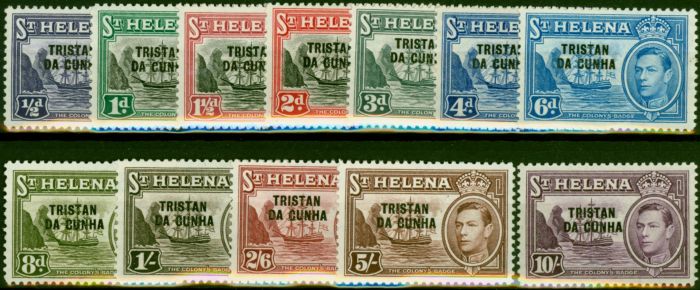 Old Postage Stamp Tristan da Cunha 1952 Set of 12 SG1-12 V.F & Fresh MM