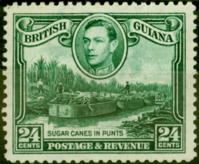 Valuable Postage Stamp from British Guiana 1938 24c Blue-Green SG312 Fine Mtd Mint