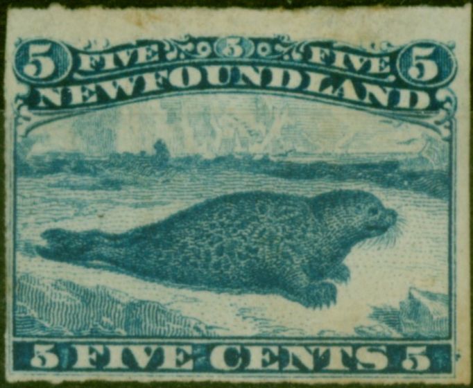Collectible Postage Stamp from Newfoundland 1876 5c Blue SG43 Good Unused