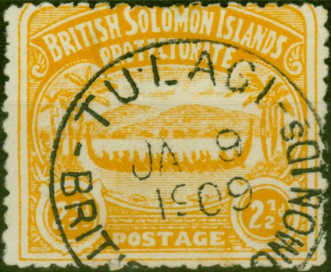 Old Postage Stamp Solomon Islands 1907 2 1/2d Orange-Yellow SG4 Good Used