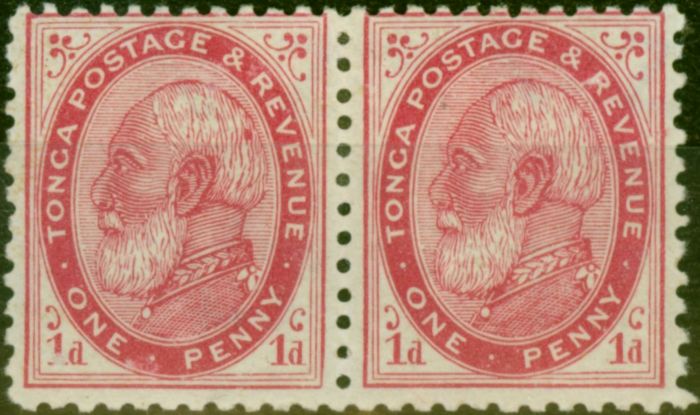 Old Postage Stamp Tonga 1887 1d Carmine SG1b Fine MM Pair