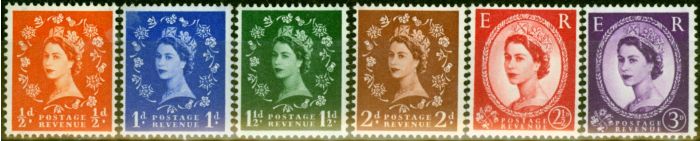 Rare Postage Stamp from GB 1957 Graphite-Lined Set of 6 SG561-566 Very Fine MNH