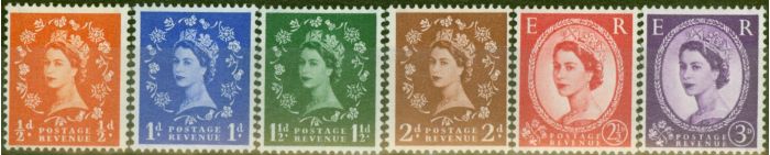 Valuable Postage Stamp from GB 1957 Graphite Lined set of 6 SG561-566 V.F Very Lightly Mtd Mint