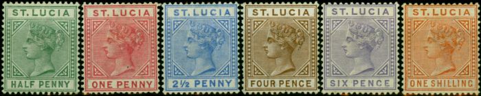 Collectible Postage Stamp St Lucia 1883-86 Set of 6 SG31-36 Fine & Fresh MM Lovely Scarce Set